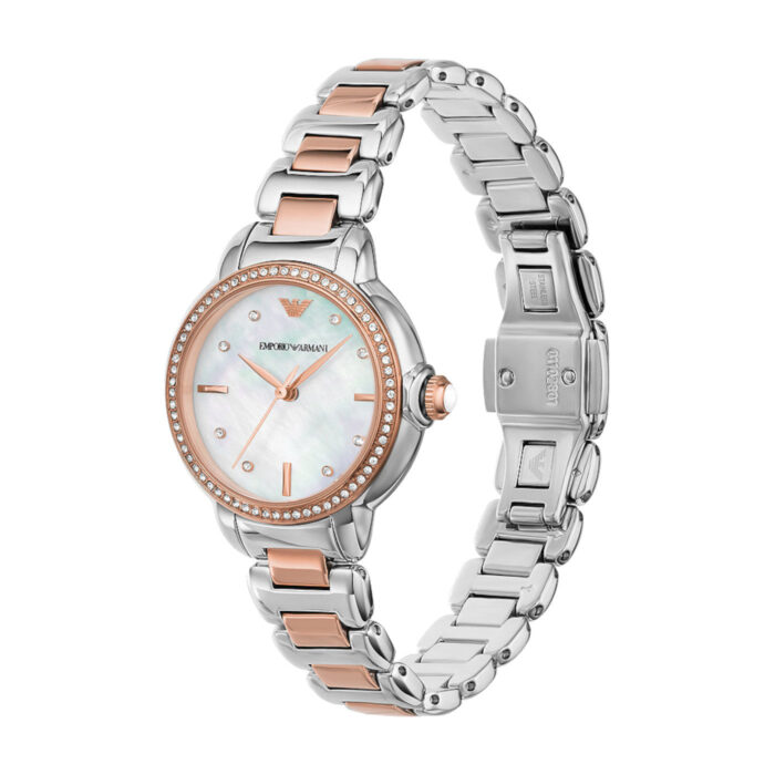 Emporio Armani Three Hand Quartz Mother of Pearl Dial Two Tone Steel Strap Watch For Women - AR11569 - Image 7